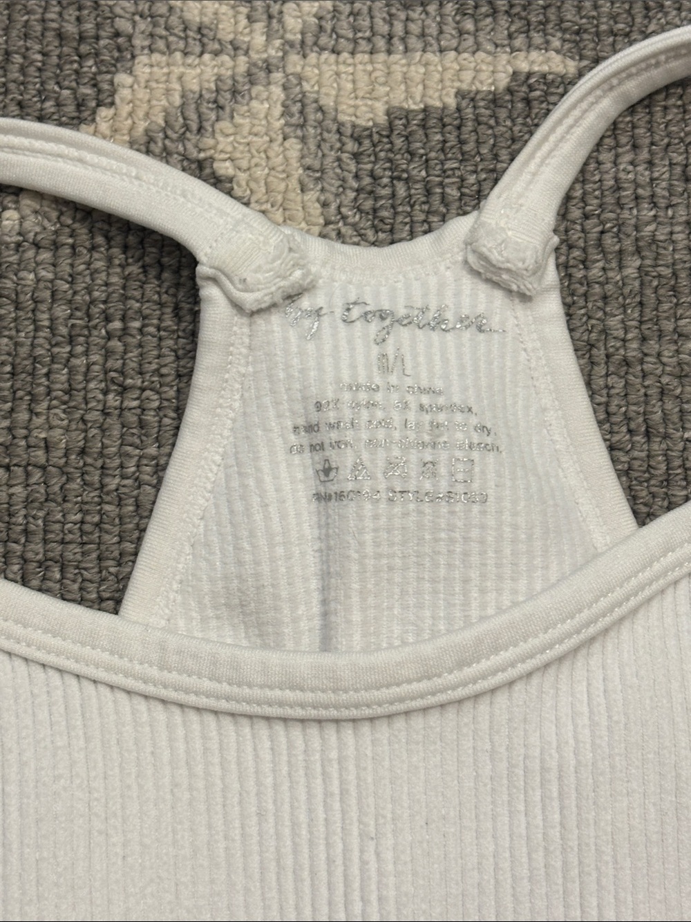 By Together White Ribbed Racerback Crop Tank - Picture 2 of 3